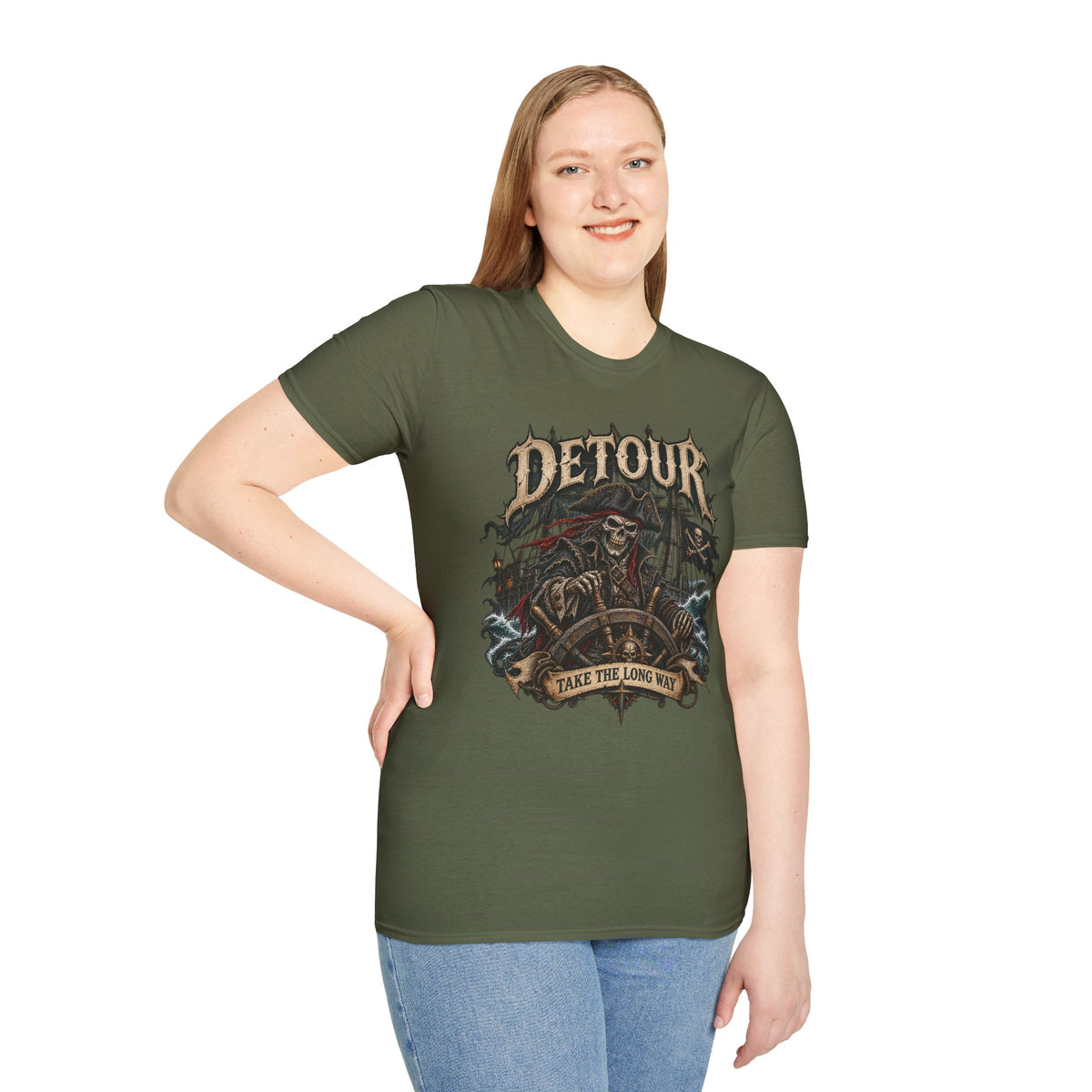 Detour Skull T-Shirt — "Take the Long Way" Vintage Biker Graphic Tee