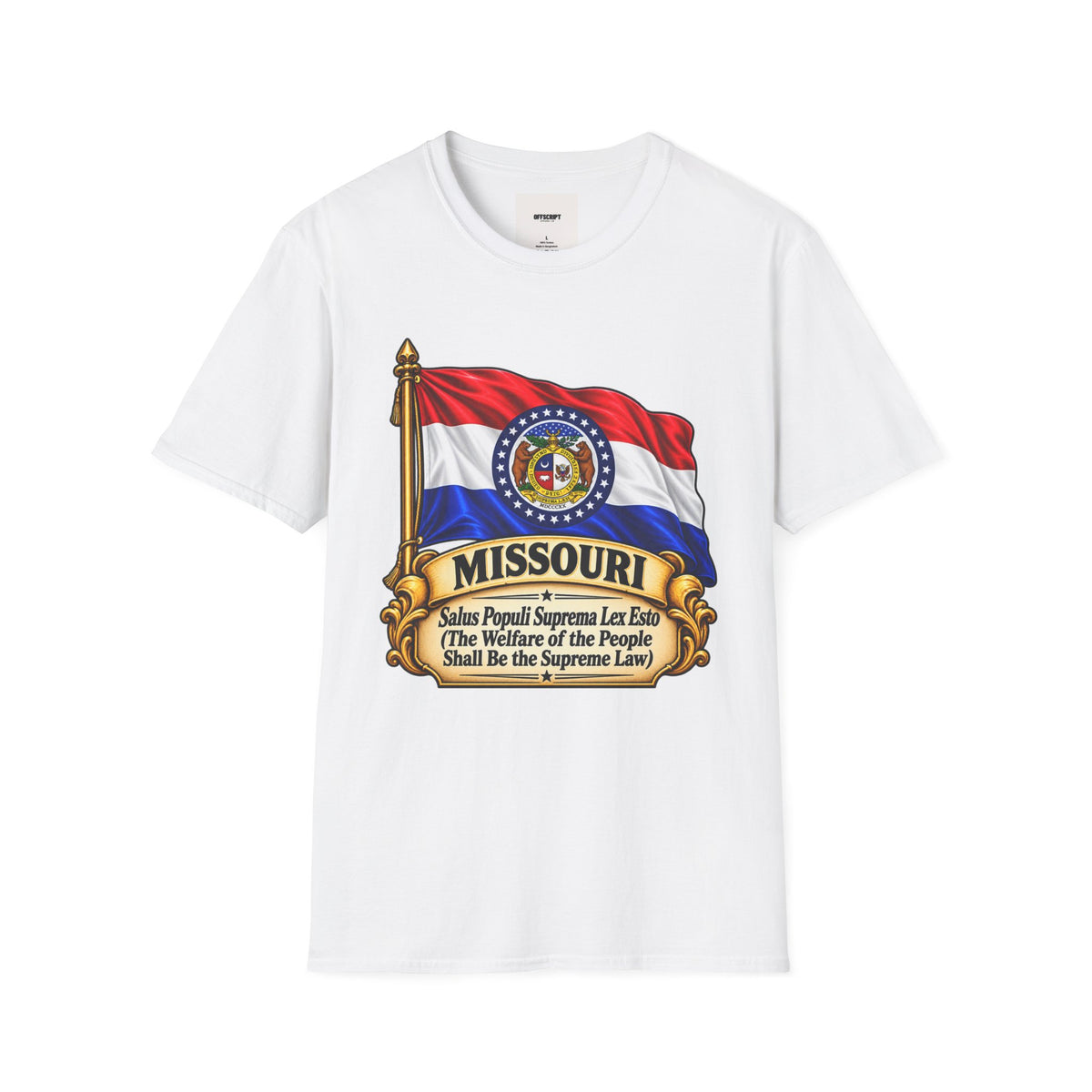 Missouri Flag T‑Shirt — State Seal & Motto Folded Flag Tee