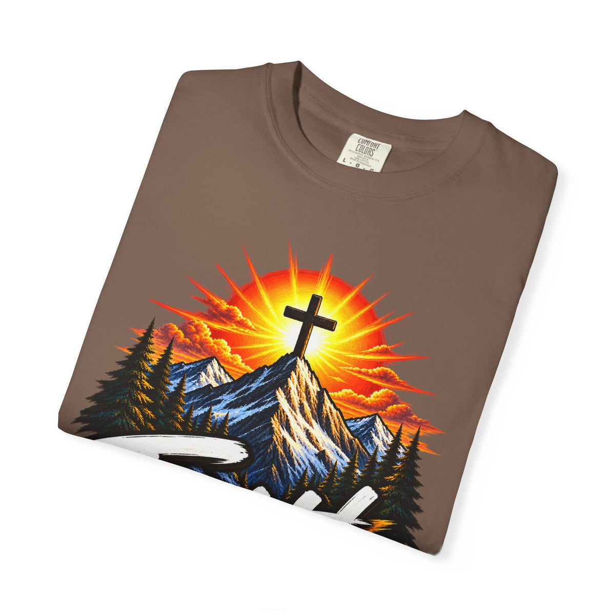 Faith Can Move Mountains T-Shirt | Christian Cross Mountain Graphic