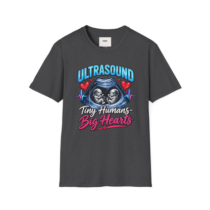 Ultrasound Twins T‑Shirt — Tiny Humans Big Hearts Pregnancy Tee
