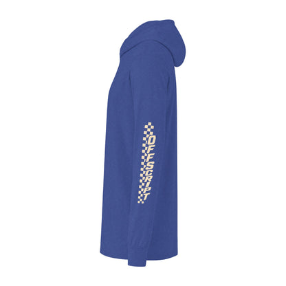 Long Sleeve Hoodie — 'Off Script' Desert Sunset Road Graphic