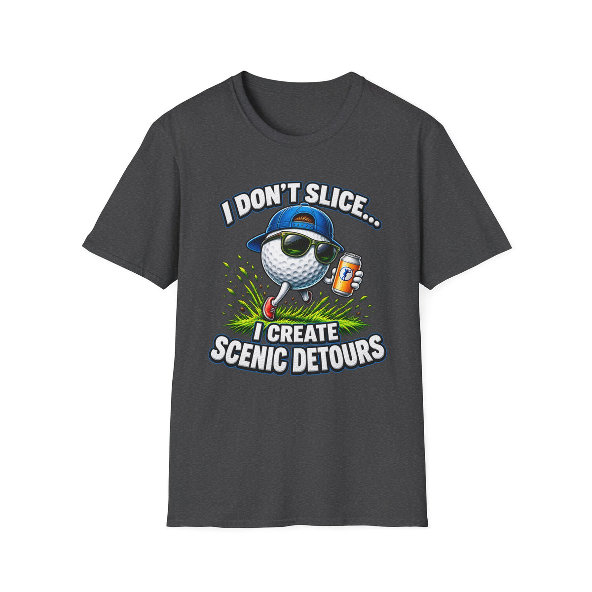 Golf T-Shirt — "I Don't Slice... I Create Scenic Detours" Funny Golfer Tee