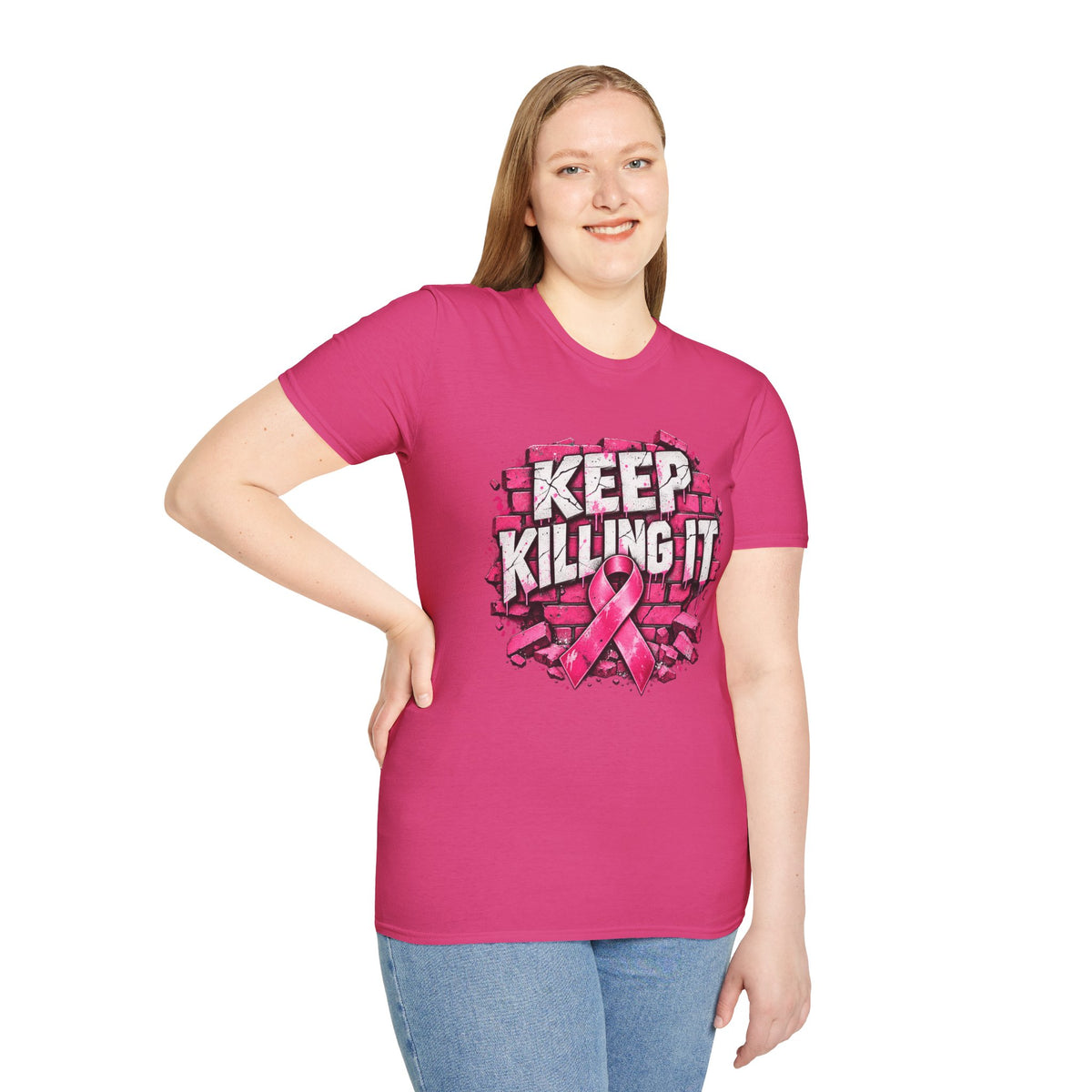 Keep Killing It pink ribbon T-Shirt | Breast Cancer Awareness, Motivational Graphic