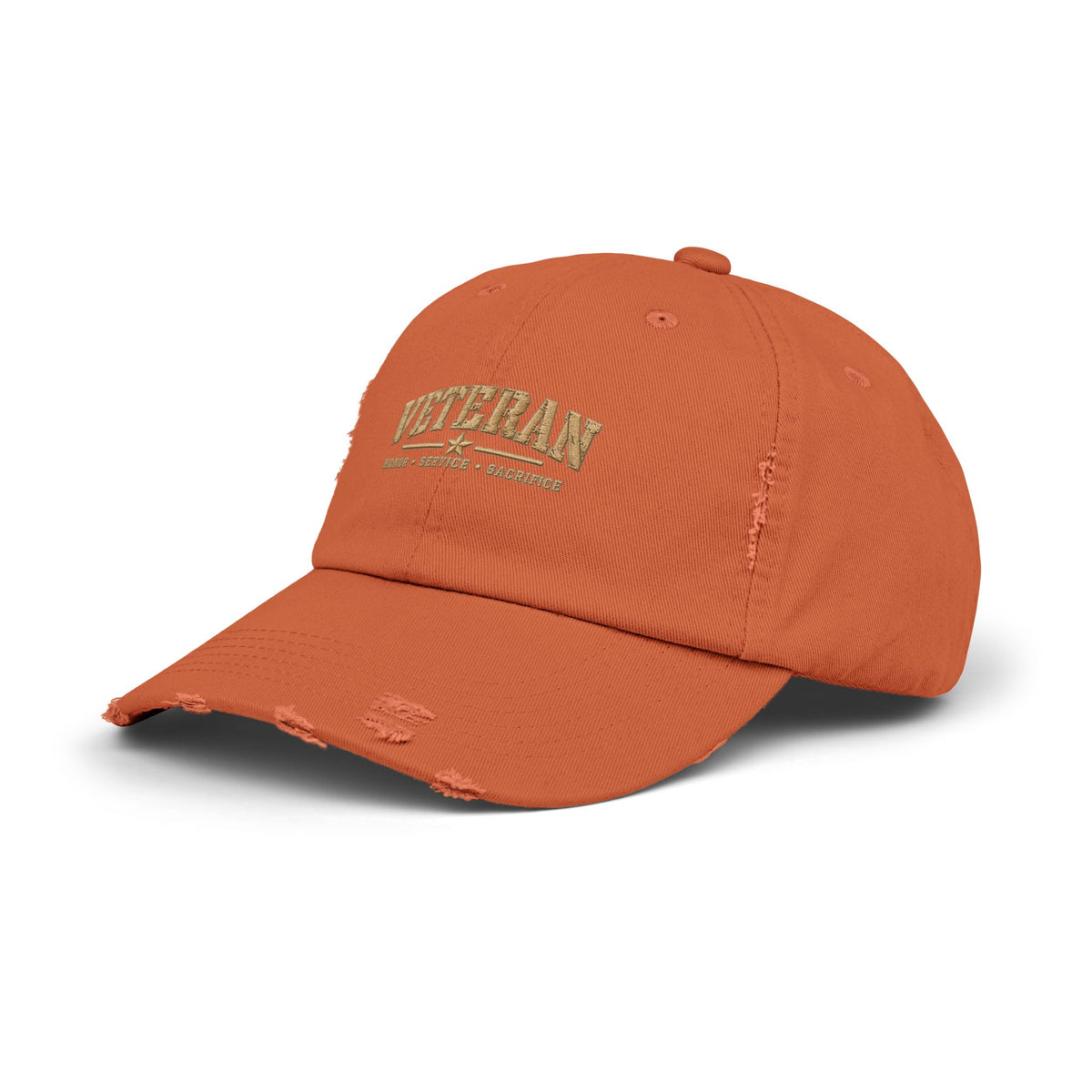 Veteran Distressed Cap — Honor Courage Sacrifice Embroidered Hat