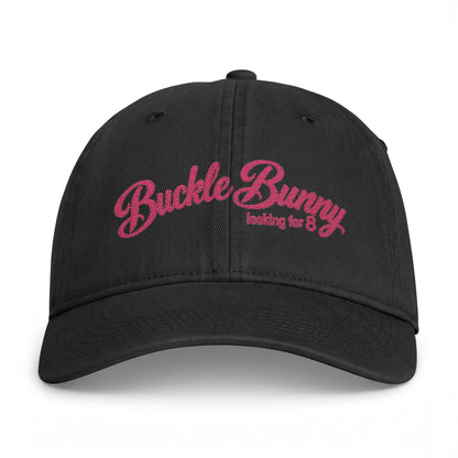 Coastal Washed Cap — Pink Script "Buckle Bunny" Embroidered Baseball Hat