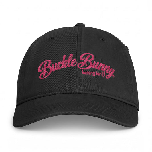 Coastal Washed Cap — Pink Script "Buckle Bunny" Embroidered Baseball Hat