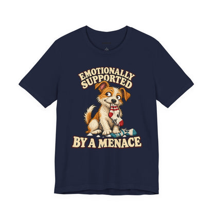 Emotionally Supported by a Menace Tee — Cute Puppy Graphic T‑Shirt