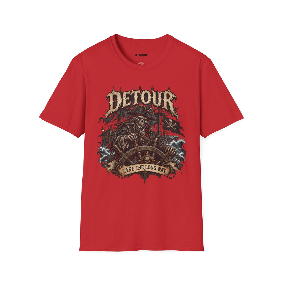 Detour Skull T-Shirt — "Take the Long Way" Vintage Biker Graphic Tee