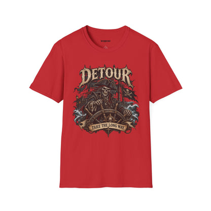 Detour Skull T-Shirt — "Take the Long Way" Vintage Biker Graphic Tee