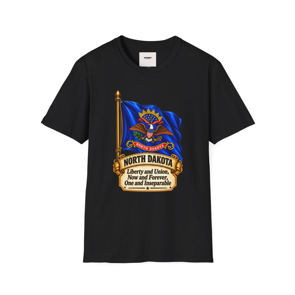 North Dakota State Flag T-Shirt — Liberty and Union Quote