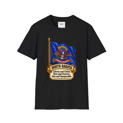 North Dakota State Flag T-Shirt — Liberty and Union Quote