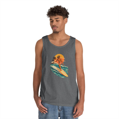 Surfing Sunset Tank — Retro Surfer Graphic Tank Top