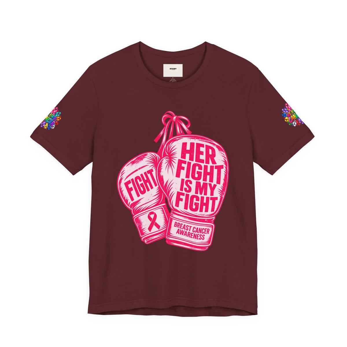 Breast Cancer Awareness Tee – “Her Fight Is My Fight” Boxing Gloves T-Shirt
