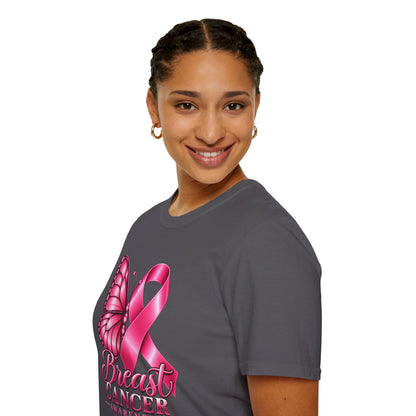 Pink Ribbon Butterfly Breast Cancer Awareness T-Shirt | Support Ribbon Tee
