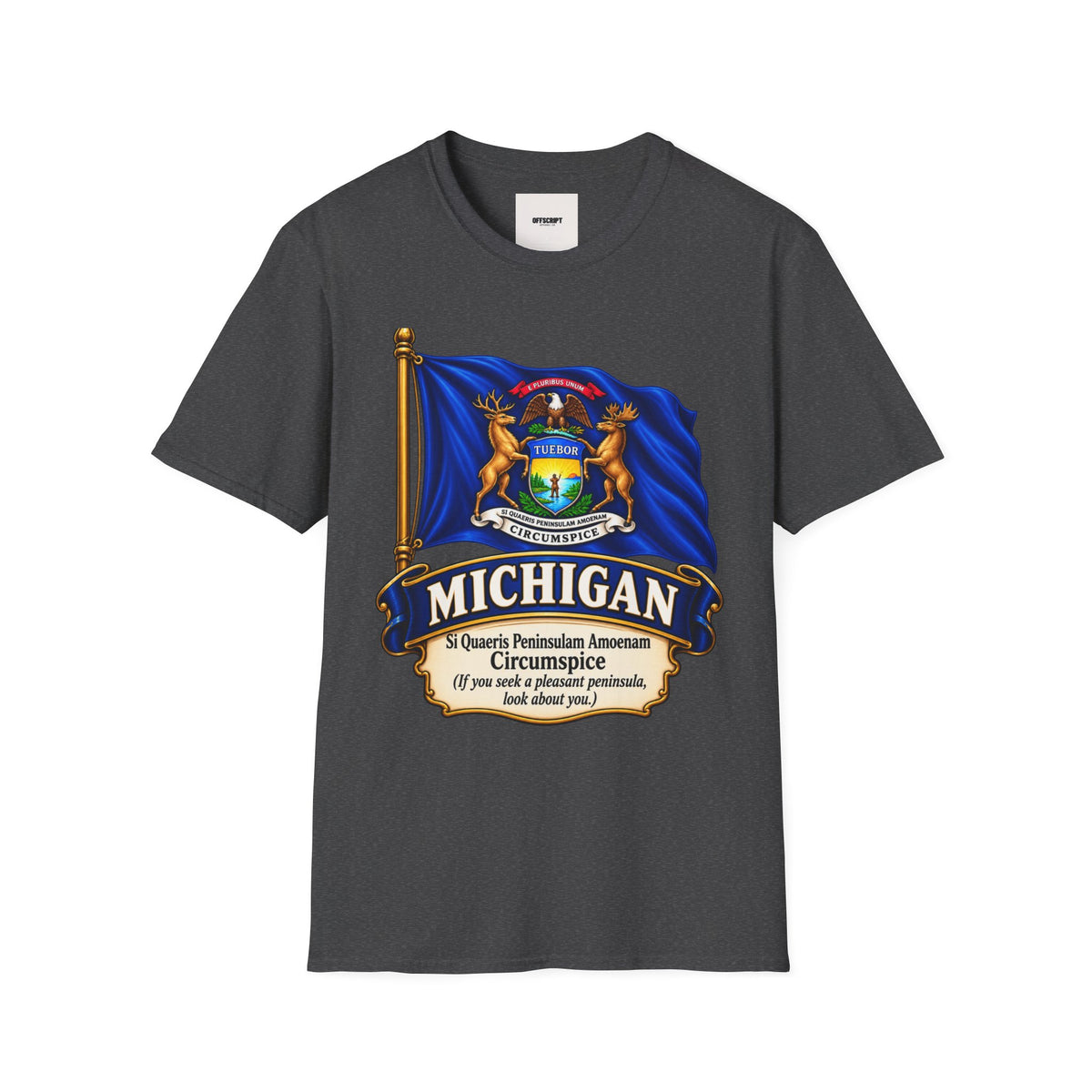 Michigan State Flag T-Shirt — Vintage State Seal Tee (TUEBOR)
