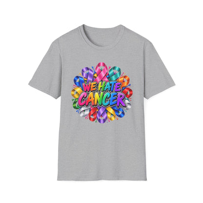 We Hate Cancer T-Shirt — Multicolor Cancer Awareness Ribbon Tee