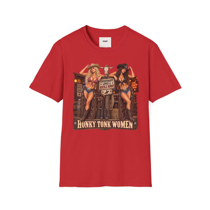 Cowgirl Pinup T-Shirt — "Bunny Tonk Women" Western Graphic Tee