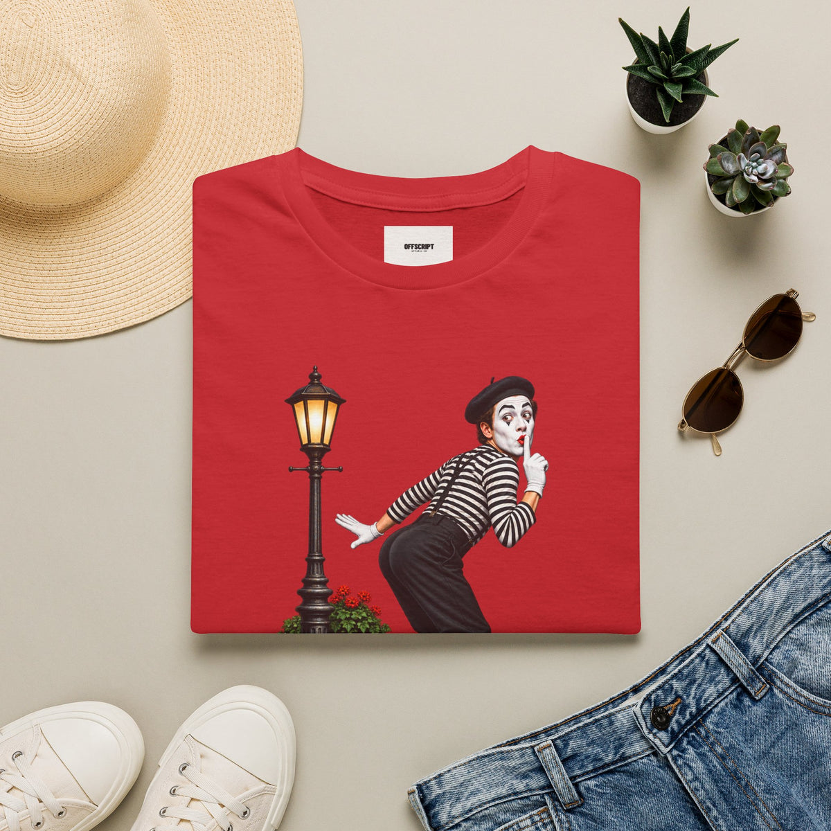 Mime Graphic T-Shirt — "Do Mime Farts Really Make a Noise?" Vintage Street Performer Tee