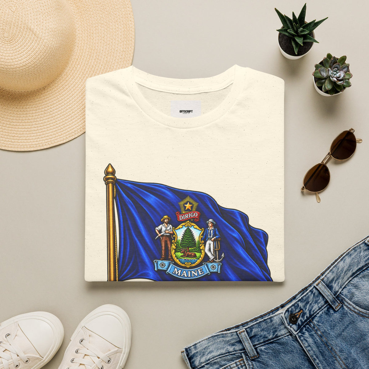 Maine State Flag T-Shirt — 'Dirigo (I Lead)' Vintage Flag Tee