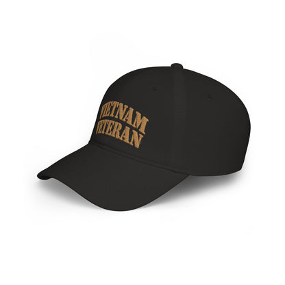 Vietnam Veteran Baseball Cap — Embroidered Gold Text Low Profile Hat for Veterans & Memorial Events