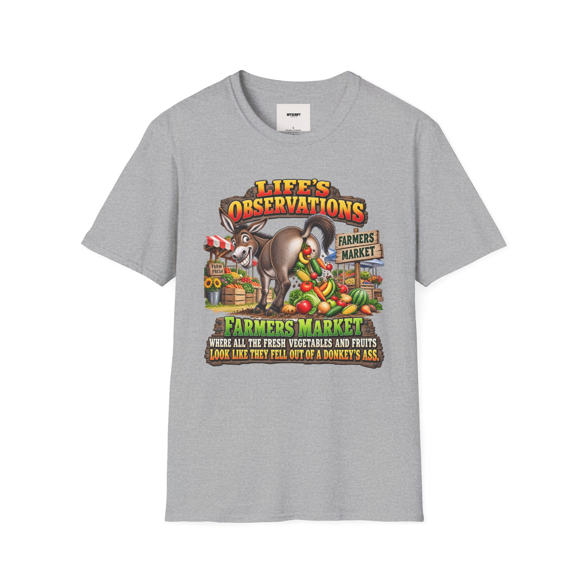 Life's Observations Farmers Market T-Shirt — Funny Donkey Produce Graphic Tee