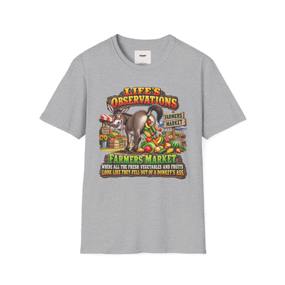 Life's Observations Farmers Market T-Shirt — Funny Donkey Produce Graphic Tee