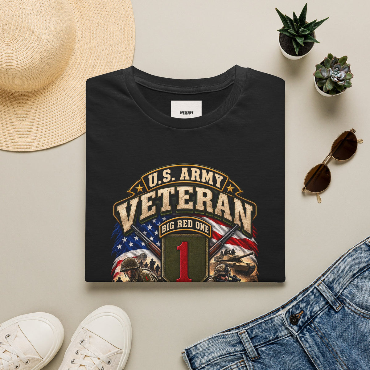 U.S. Army Veteran T-Shirt — "Big Red One" 1st Infantry Division Military Tribute