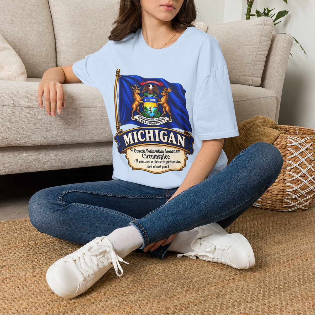 Michigan State Flag T-Shirt — Vintage State Seal Tee (TUEBOR)