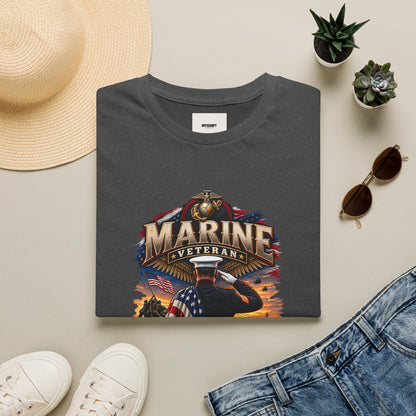 Marine Veteran T-Shirt — Proud USMC Eagle & Flag Tribute Tee