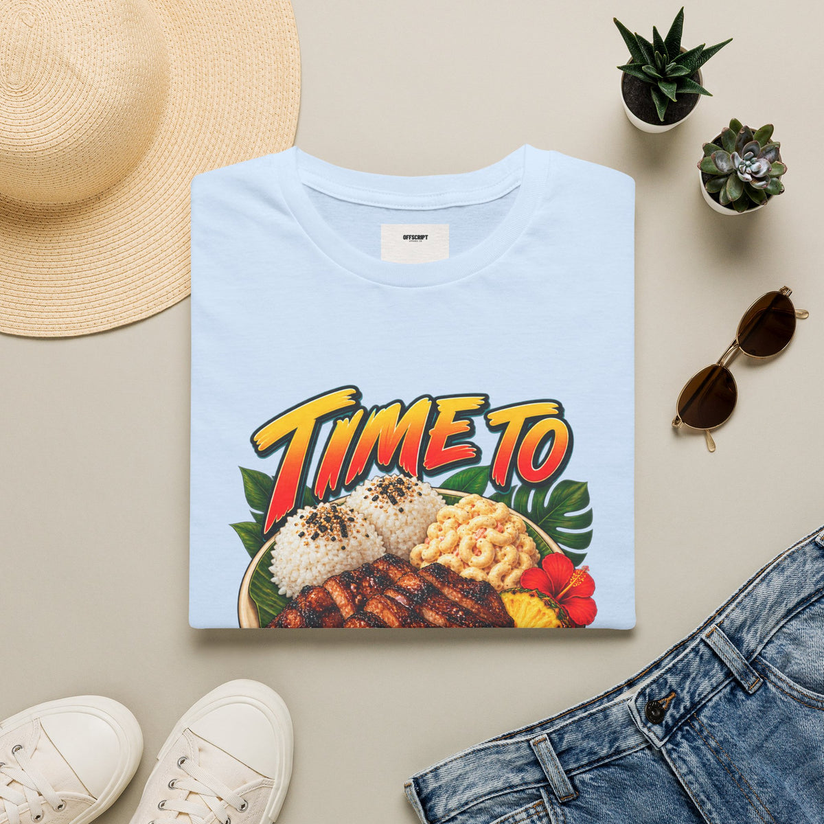 Time To Grind T-Shirt — Hawaiian Plate BBQ Graphic Tee