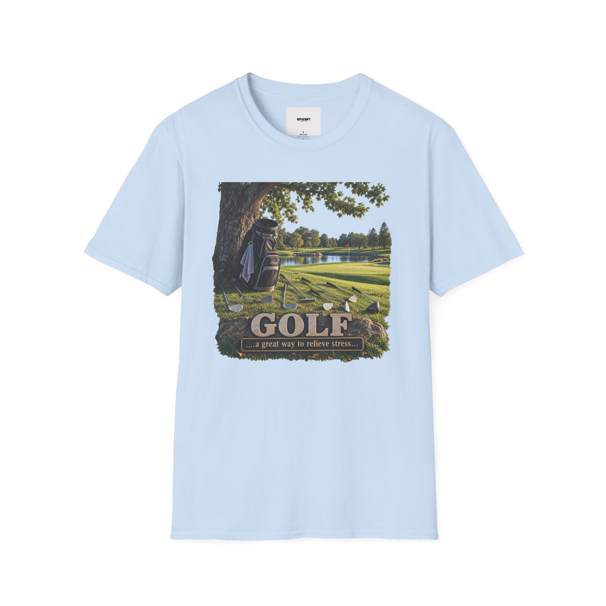 Golf Course Scene T‑Shirt — 'GOLF' Scenic Golfing Graphic Tee