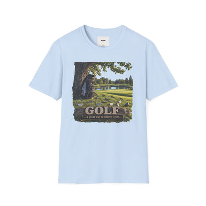 Golf Course Scene T‑Shirt — 'GOLF' Scenic Golfing Graphic Tee
