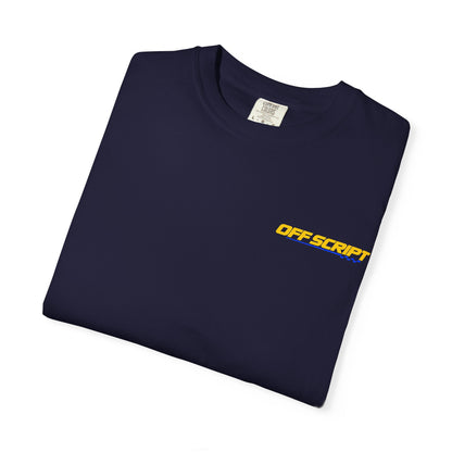 T-Shirt — Off Script Vinyl Graphic Tee: "Make Your Own Plans" Retro Racing Design