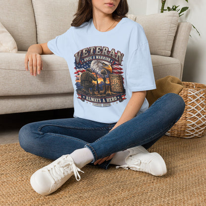 Veteran Once a Warrior T-Shirt — Patriotic Eagle & Flag Military Tribute