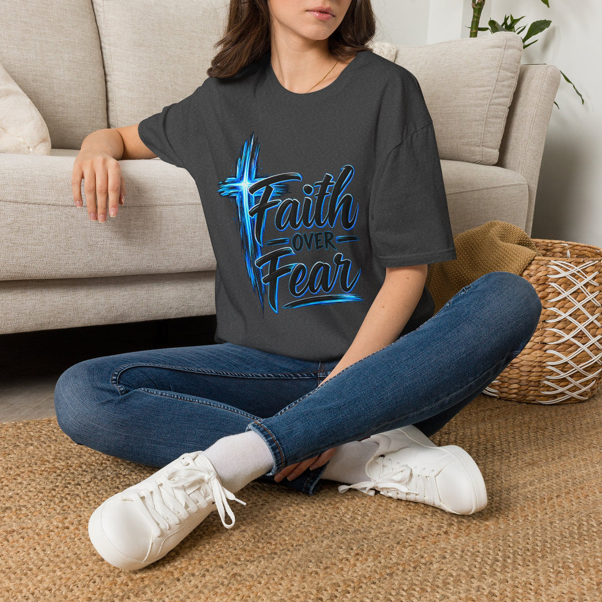 Faith Over Fear T‑Shirt — Christian Cross Inspirational Graphic Tee