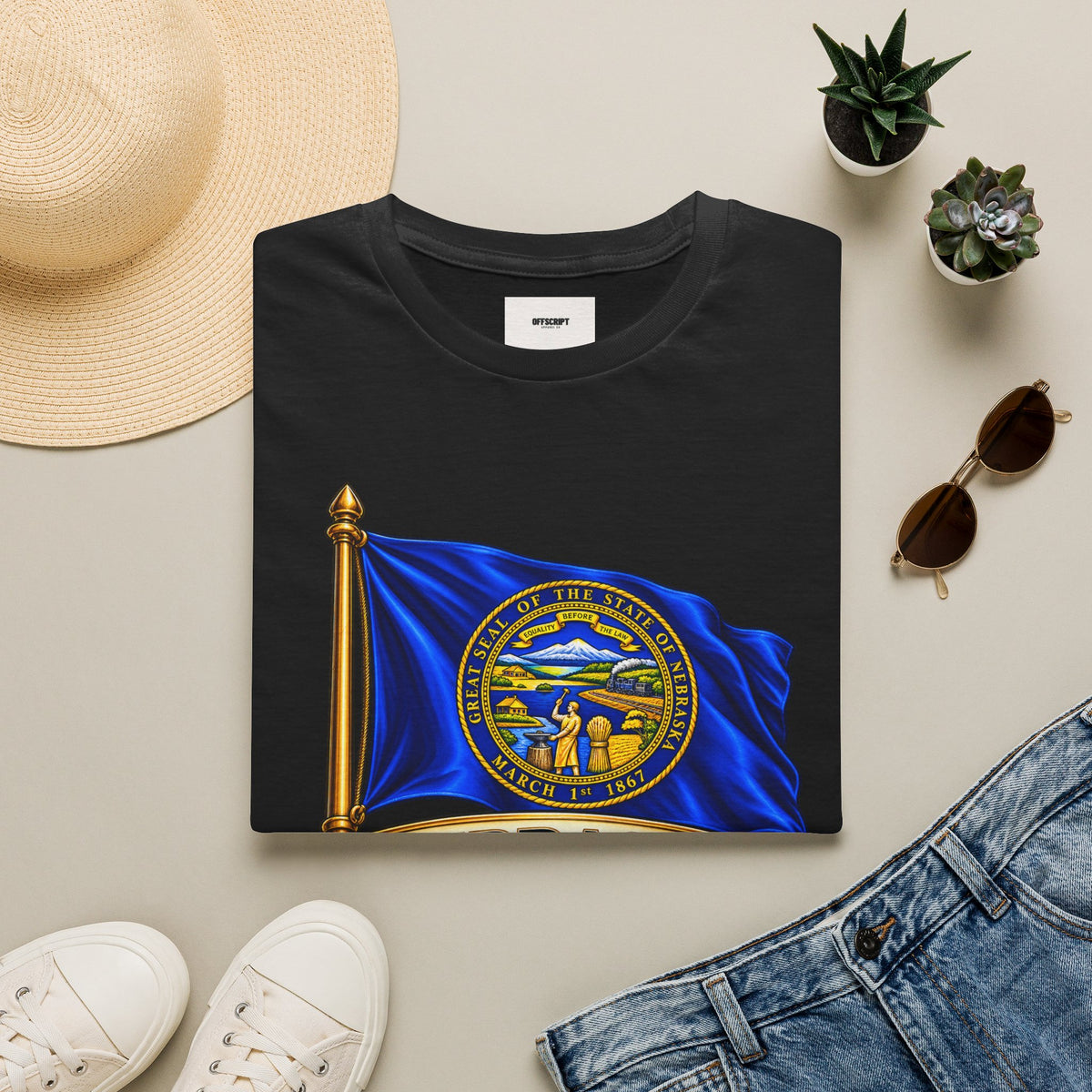 Nebraska State Flag T-Shirt — 'Equality Before the Law' Vintage Seal Tee