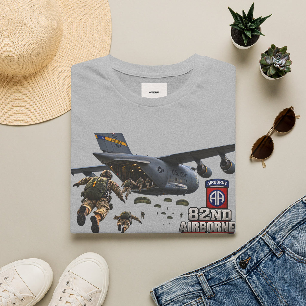 82nd Airborne Paratrooper T-Shirt — Military Jump C-17 Skydiving Design