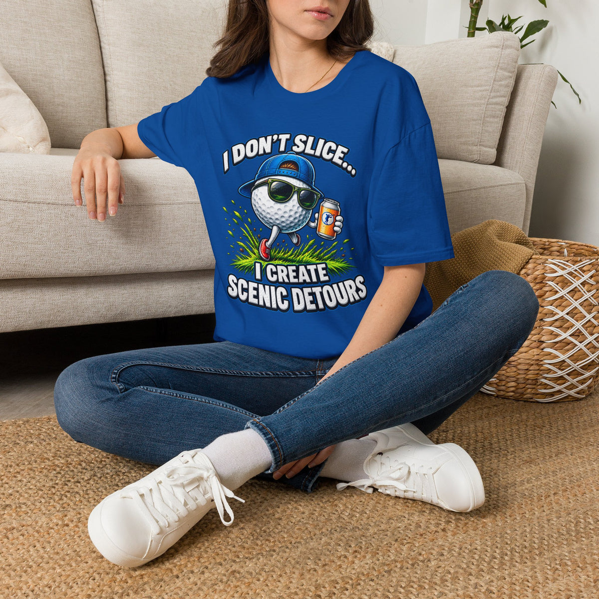 Golf T-Shirt — "I Don't Slice... I Create Scenic Detours" Funny Golfer Tee
