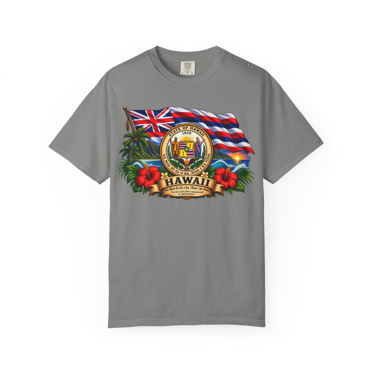 Hawaii State Seal Tee — Vintage Hawaiian Flag & Hibiscus T-Shirt