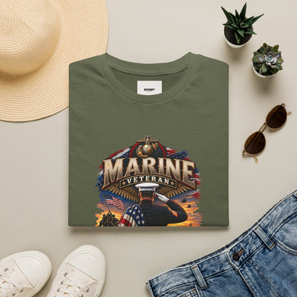 Marine Veteran T-Shirt — Proud USMC Eagle & Flag Tribute Tee