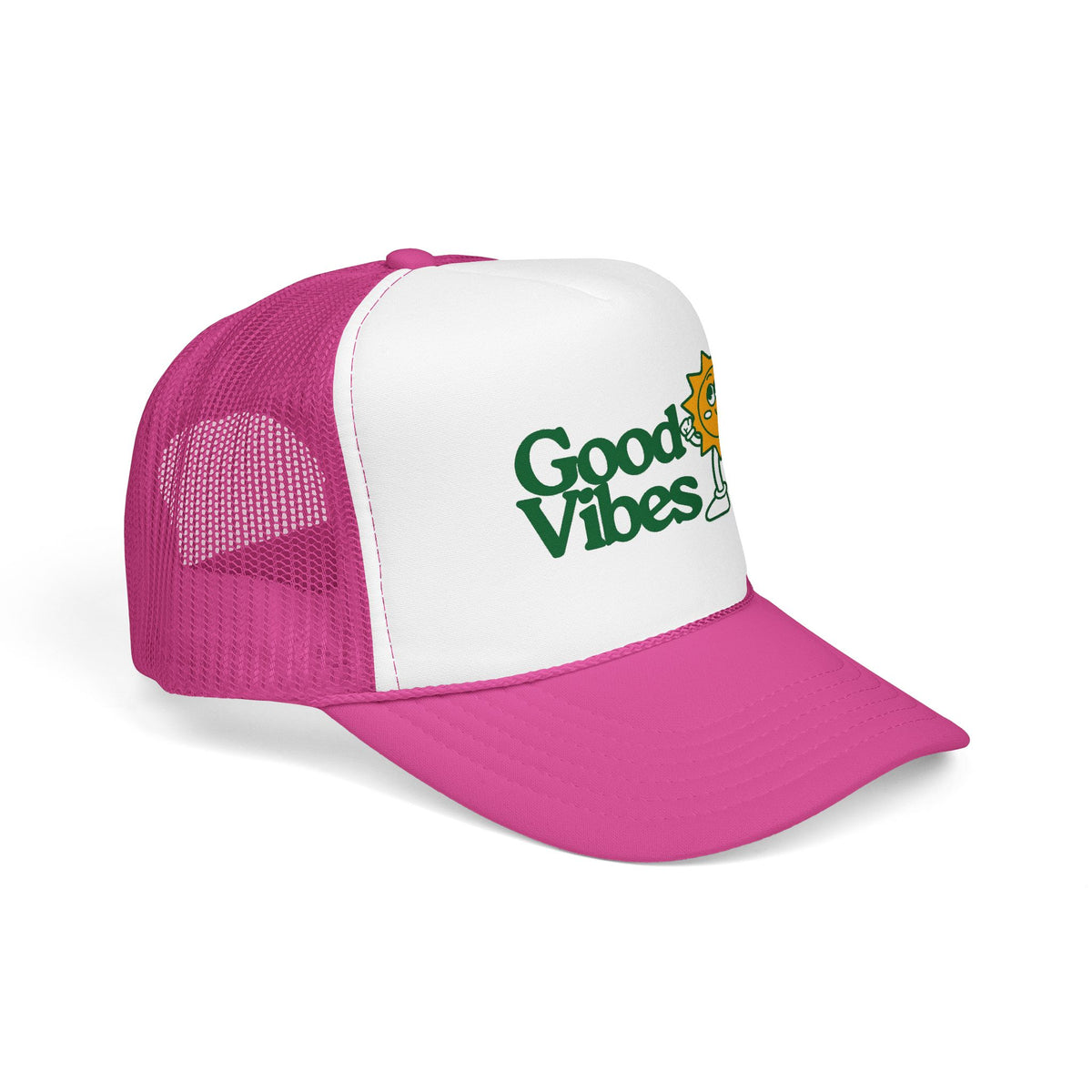 Good Vibes Sun Trucker Hat — Retro Sunny Graphic Foam Cap