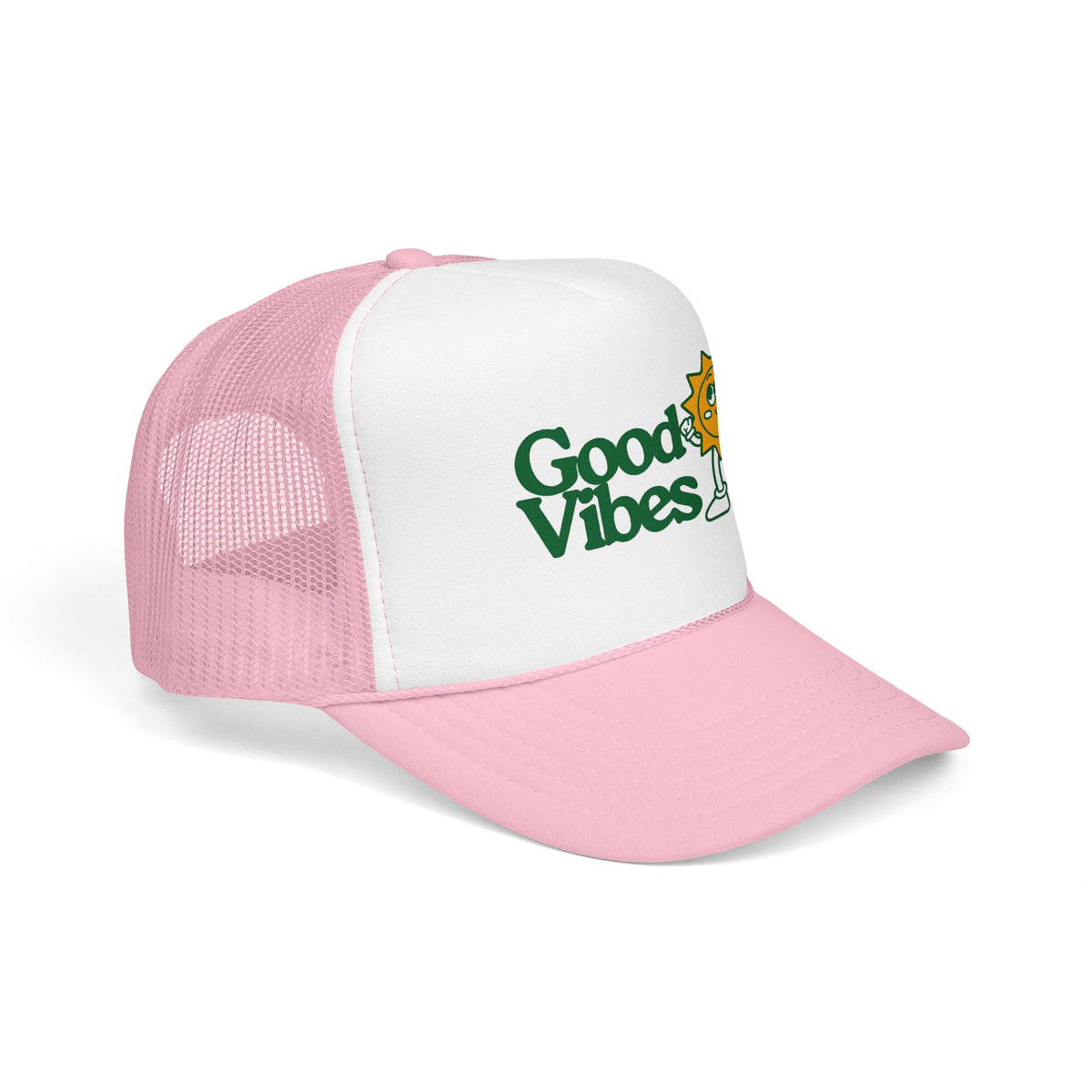 Good Vibes Sun Trucker Hat — Retro Sunny Graphic Foam Cap