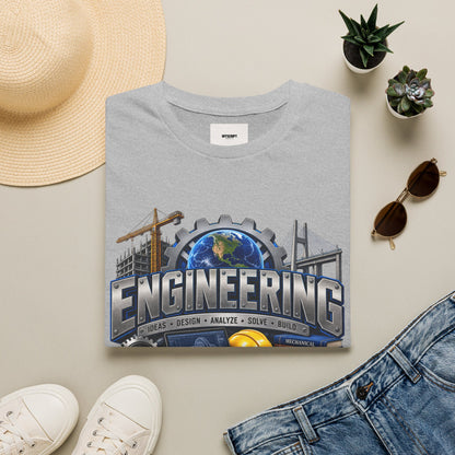 Engineering Graphic T-Shirt — STEM Design with Tools, Globe & 'Engineering' Text