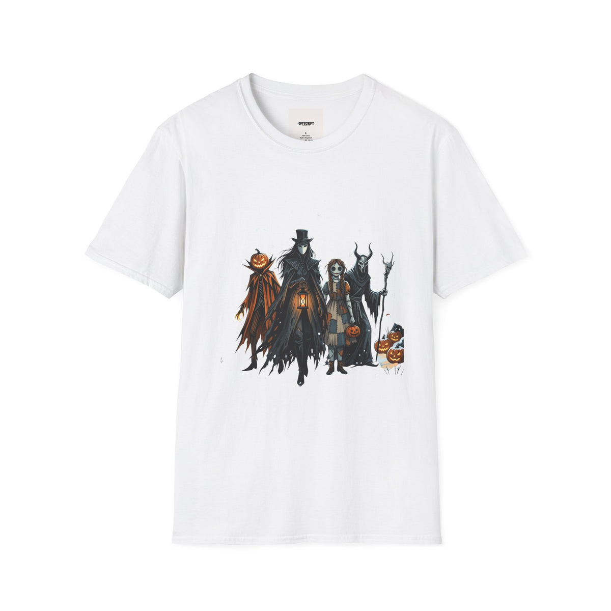 Halloween Gothic Crew T-Shirt — Haunted Pumpkin, Witch & Spooky Friends Design