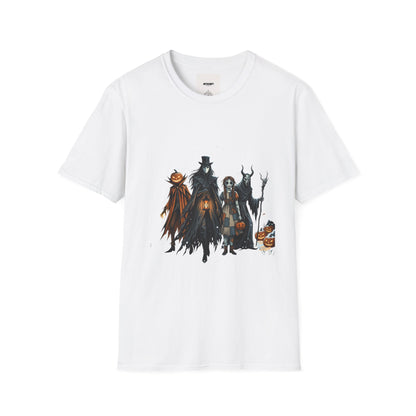 Halloween Gothic Crew T-Shirt — Haunted Pumpkin, Witch & Spooky Friends Design