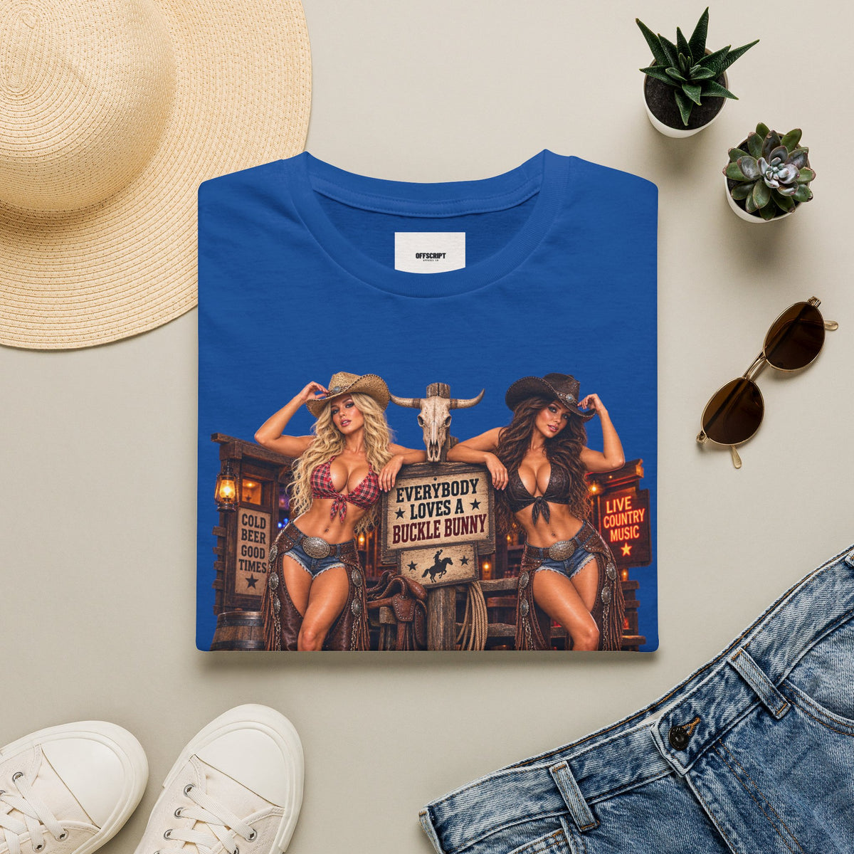 Cowgirl Pinup T-Shirt — "Bunny Tonk Women" Western Graphic Tee