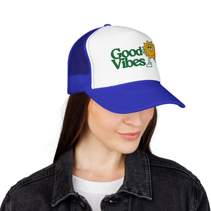 Good Vibes Sun Trucker Hat — Retro Sunny Graphic Foam Cap