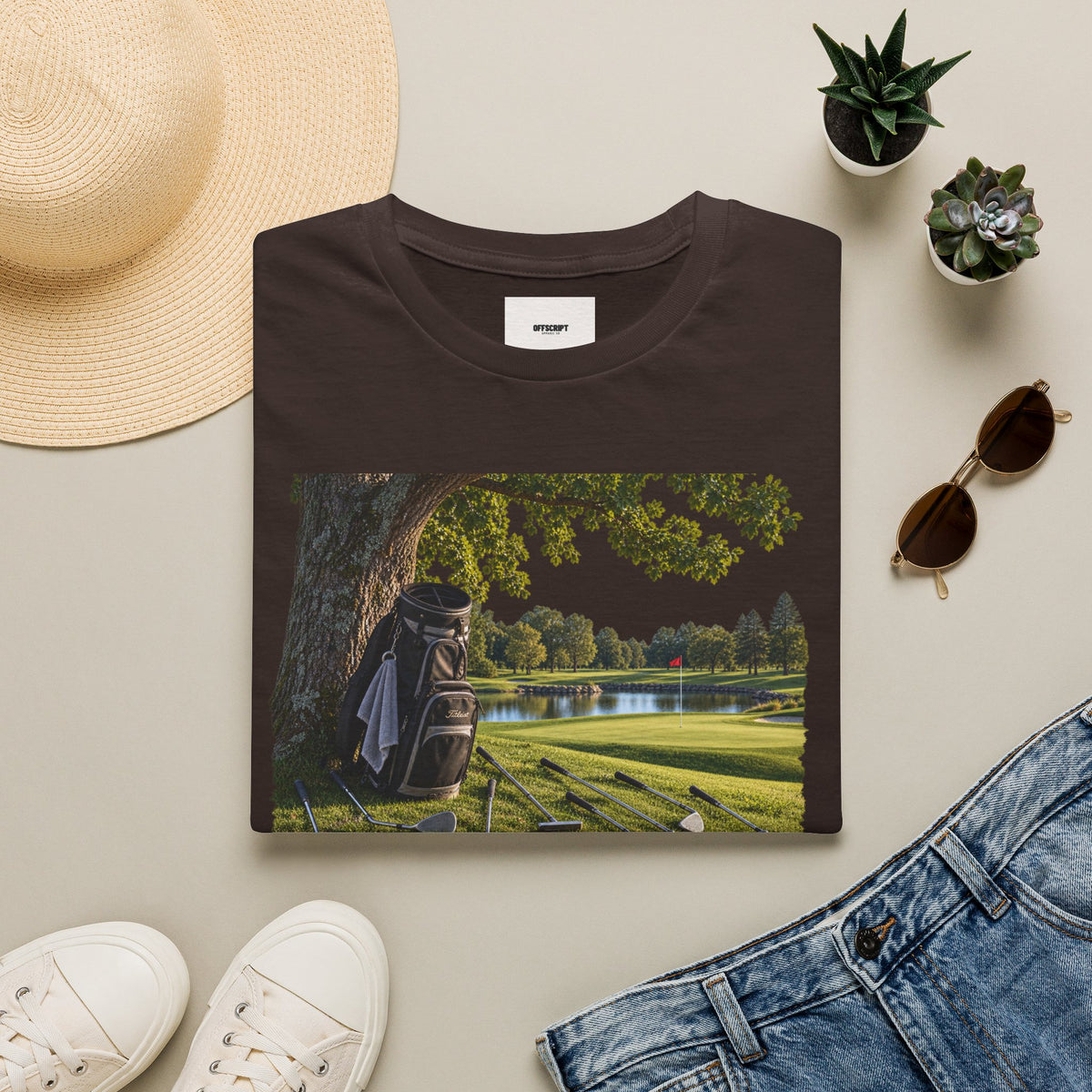 Golf Course Scene T‑Shirt — 'GOLF' Scenic Golfing Graphic Tee