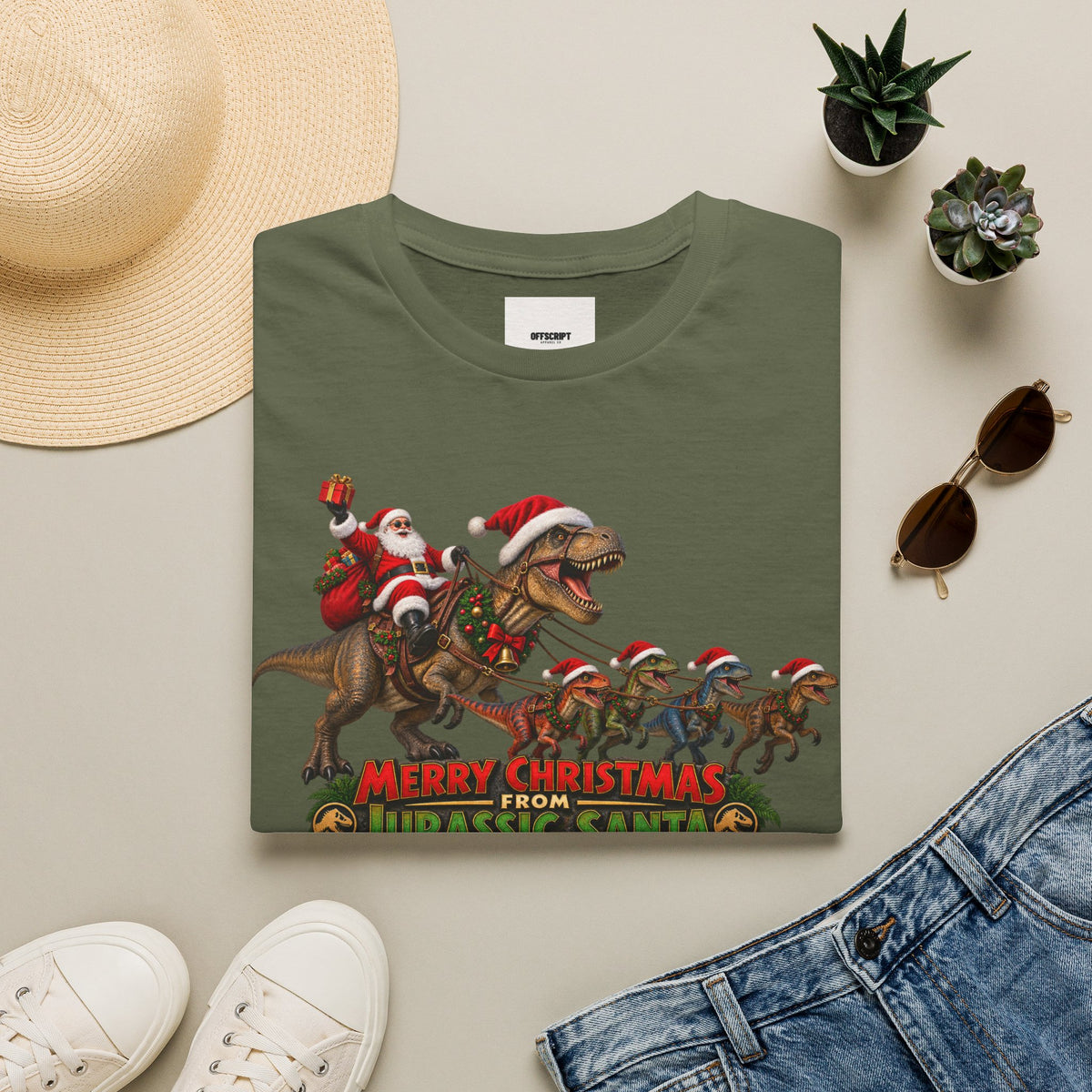 Christmas Dinosaur T-Shirt — “Merry Christmas from Jurassic Santa” Holiday Tee