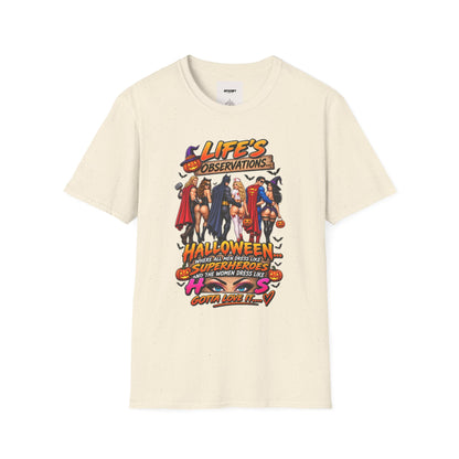 Halloween Superhero Pinup T-Shirt — "Life's Observations" Graphic Tee